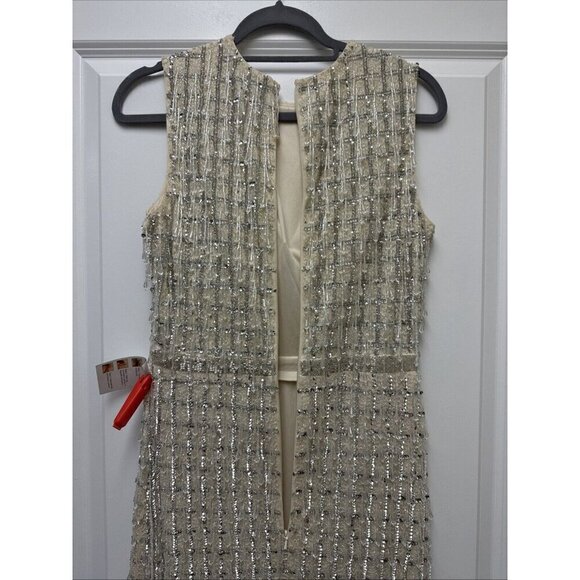 Mac Duggal Size 6 Beige 5471 Sleeveless Beaded Midi Sheath Cocktail Dress NWT - Picture 9 of 12